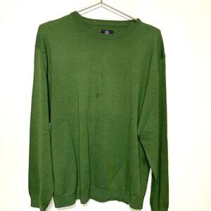 Saltaire Vintage Olive Green Long Sleeve 100% Merino Wool Sweater Size Large